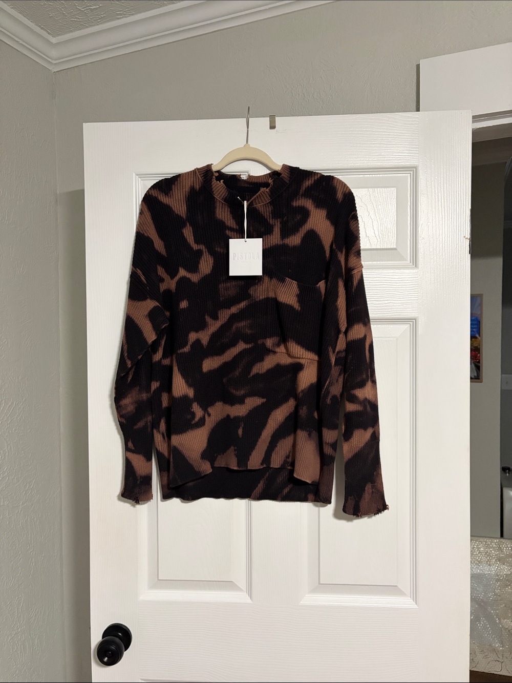 pistola Brown and Black Tie-Dye Ribbed Turtleneck Sweater